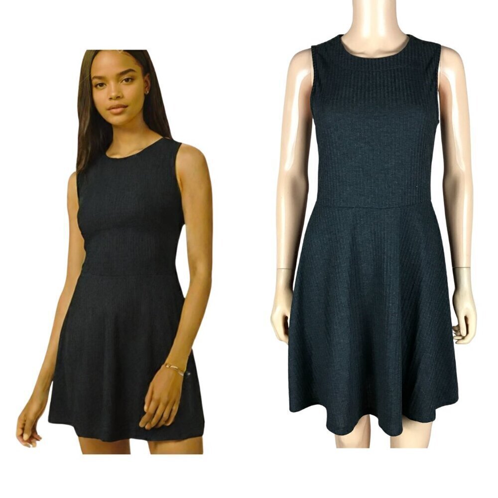TEEZE ME Gray Ribbed Fit & Flare Tank Dress Large